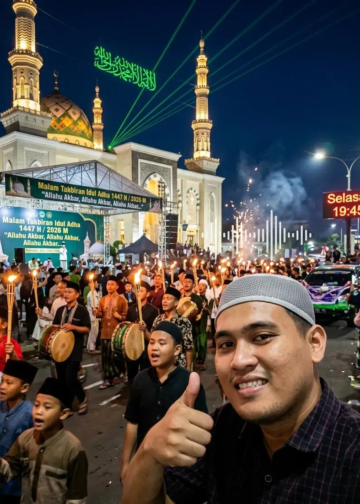 Malam takbiran Idul Adha 1447 H menghadirkan gema Allahu Akbar yang menyatukan hati umat Islam dalam keikhlasan, pengorbanan, rasa syukur, serta harapan agar hidup senantiasa dipenuhi keberkahan dan ketakwaan kepada Allah SWT. (foto: Nashrul Mu'minin/pasmu.id)
