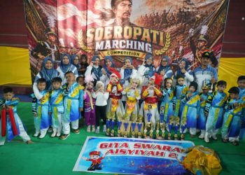 TK ABA 2 Kota Pasuruan kembali meraih Juara 1 Soeropati Marching Competition 2026 membanggakan. (foto: istimewa)
