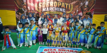 TK ABA 2 Kota Pasuruan kembali meraih Juara 1 Soeropati Marching Competition 2026 membanggakan. (foto: istimewa)
