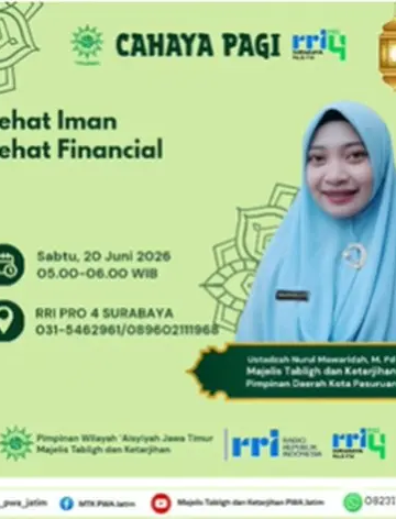 Melalui RRI Surabaya, Nurul Mawaridah mengajak masyarakat menyeimbangkan spiritualitas dan keuangan.