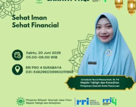 Melalui RRI Surabaya, Nurul Mawaridah mengajak masyarakat menyeimbangkan spiritualitas dan keuangan.