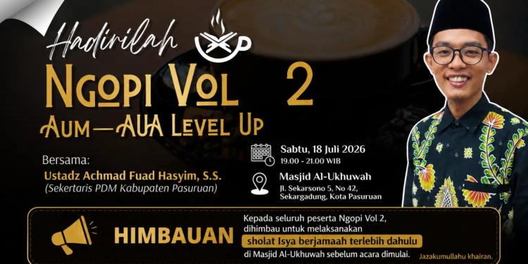 NGOPI Vol. 2 mempererat sinergi AUM, AUA, dan AMM melalui diskusi inspiratif berlandaskan ukhuwah serta kolaborasi. (Ilustrasi: Yogi/pasmu.id)