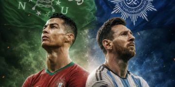 Ronaldo dan Messi, NU dan Muhammadiyah, sama-sama hebat dengan caranya masing-masing tanpa saling menjatuhkan. (Ilustrasi: AI)