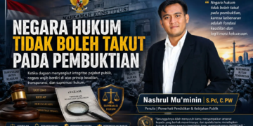 Negara hukum hanya memperoleh legitimasi melalui pembuktian yang adil, transparan, objektif, dan bebas intervensi politik. (Ilustrasi: AI)