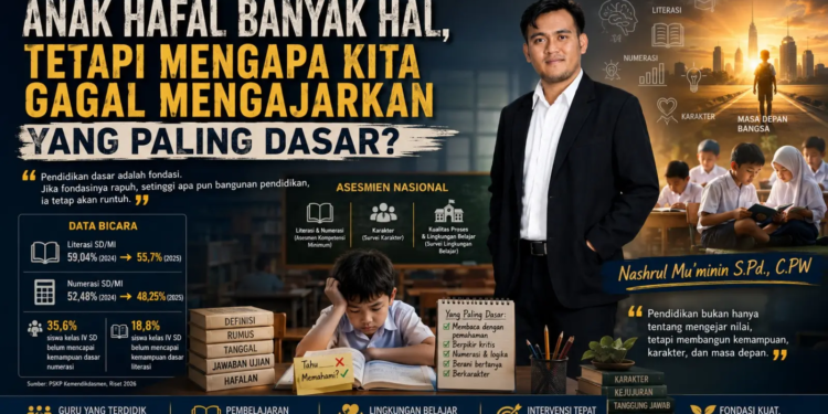 Pendidikan dasar jangan hanya mencetak penghafal, tapi pembangun fondasi pemahaman dan karakter anak bangsa. (Ilustrasi: Ai)