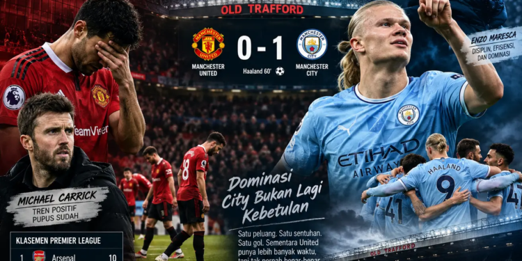 Manchester City kalahkan Manchester United 1-0 di Old Trafford meski bermain sepuluh orang sejak menit 23