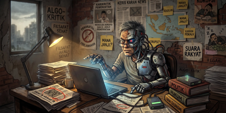 Mencari Rocky Gerung 2.0: ruang kritik harus tetap terbuka; oposisi menyeimbangkan negara, bukan membenci pemerintah(ilustrasiby ai)
